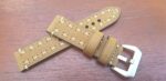 Beige coloured leather watch strap cross stitched