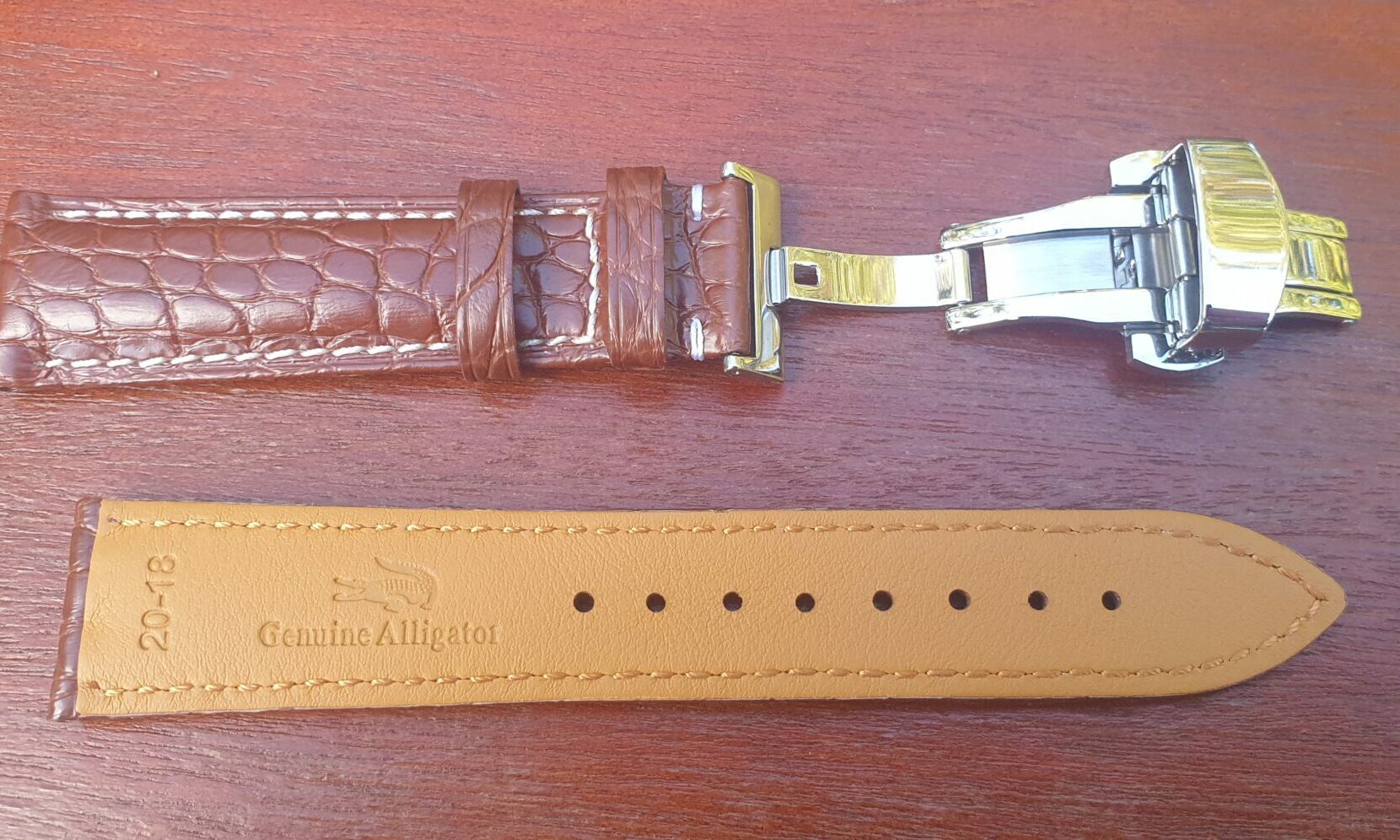 alligator brown underside leather strap