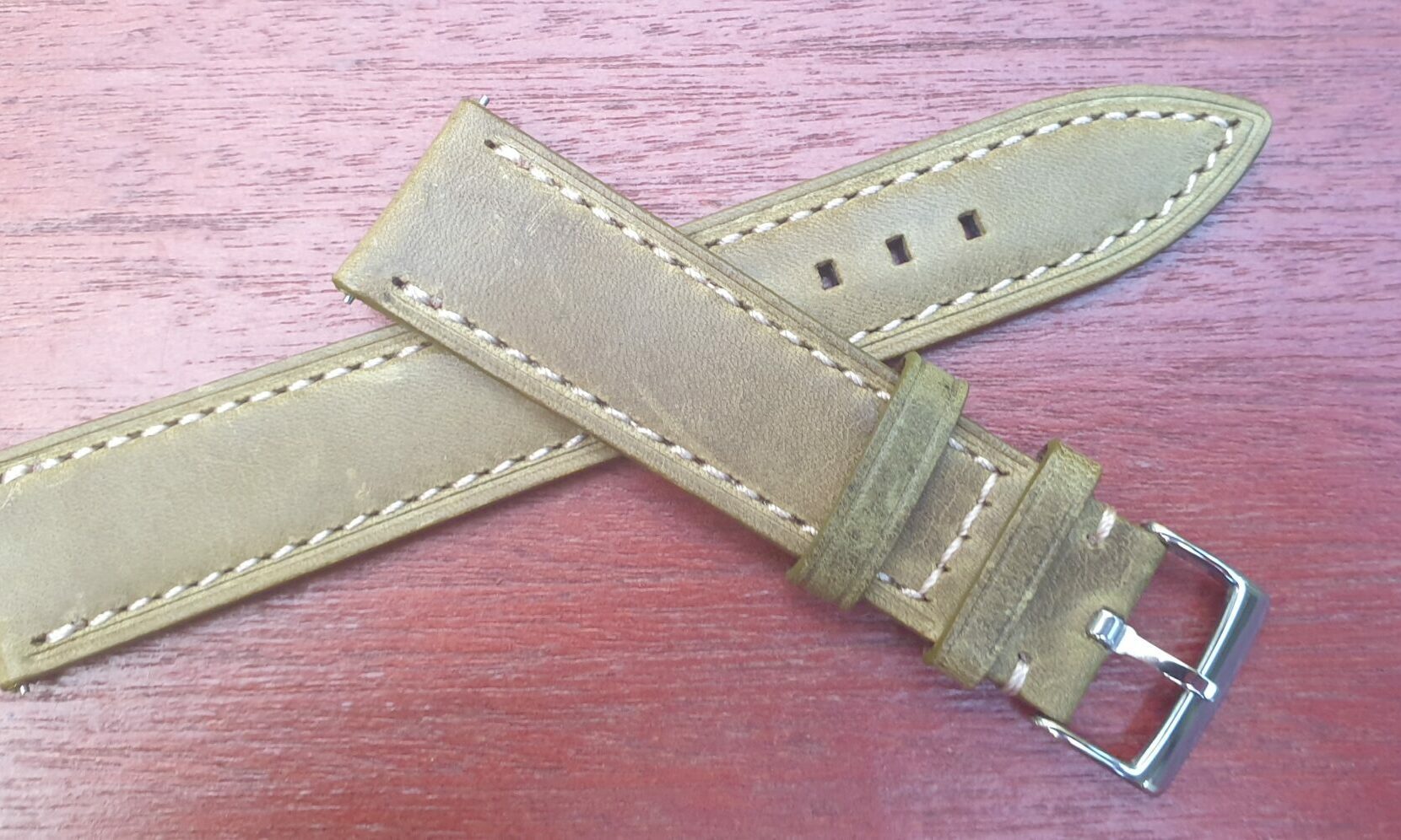 green leather strap