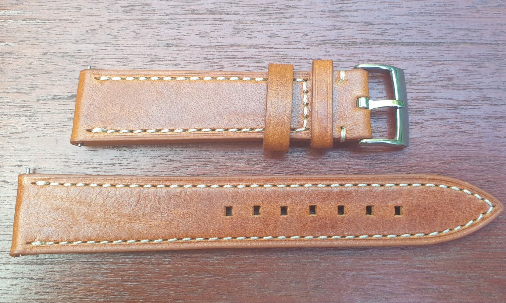 tan orange raw leather strap