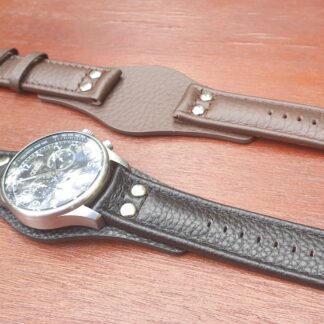 leather bund watch strap black or brown leather