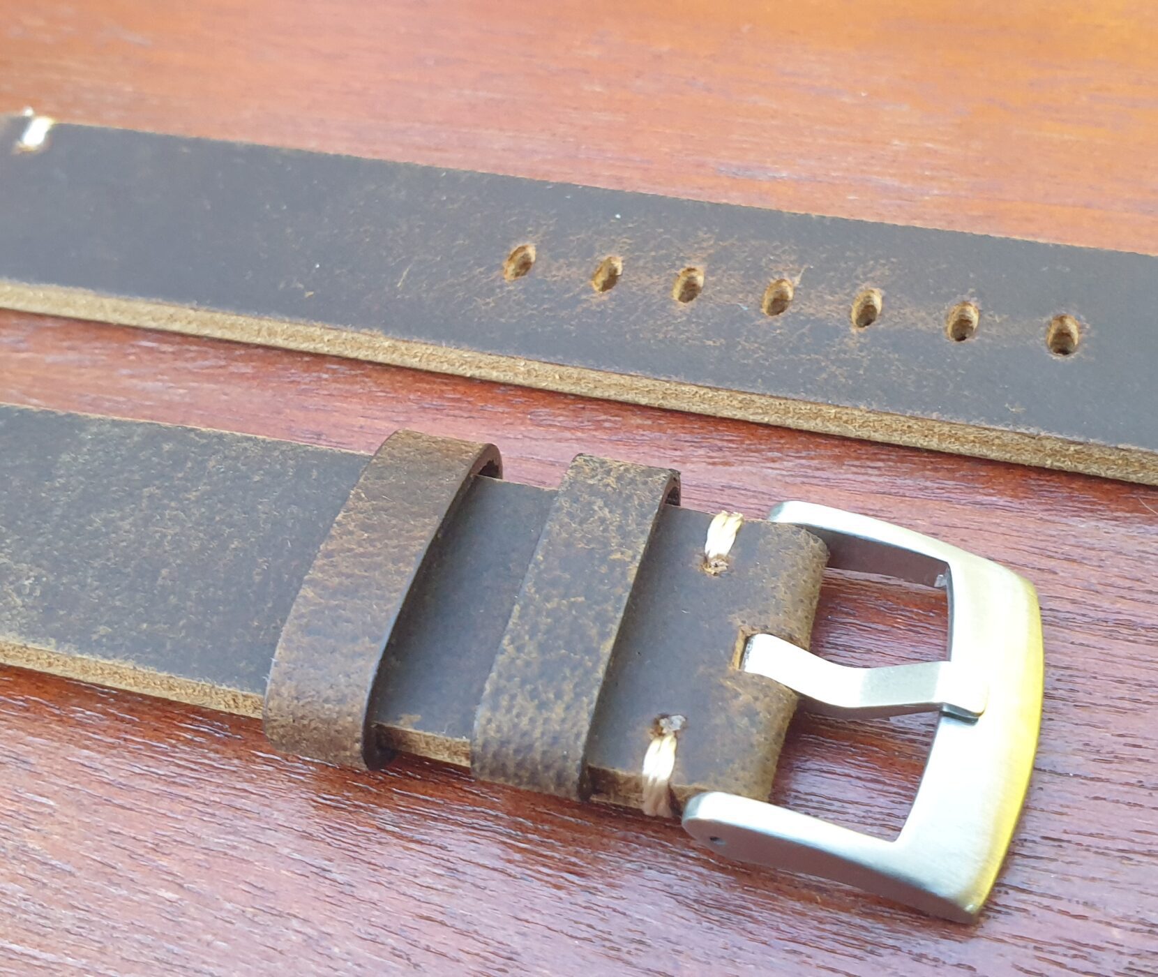 raw vented top grain leather watch strap