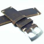 vintage style top grain leather watch strap with stainless steel buckle