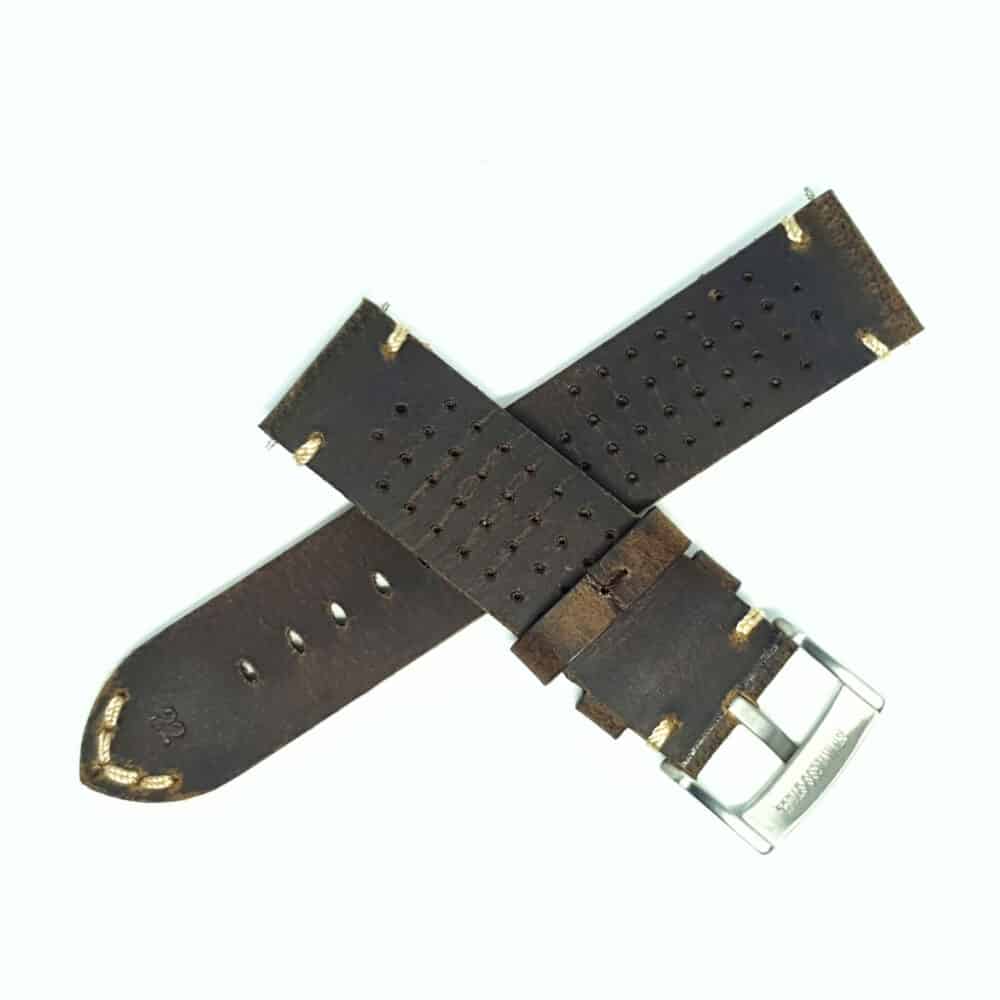 leather watch strap with comfort vents on underside