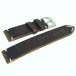 Horizontal view of raw edge leather watch band