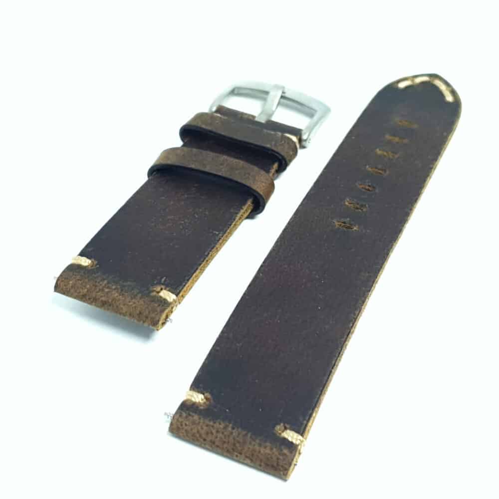 Vintage style leather watch strap raw edges