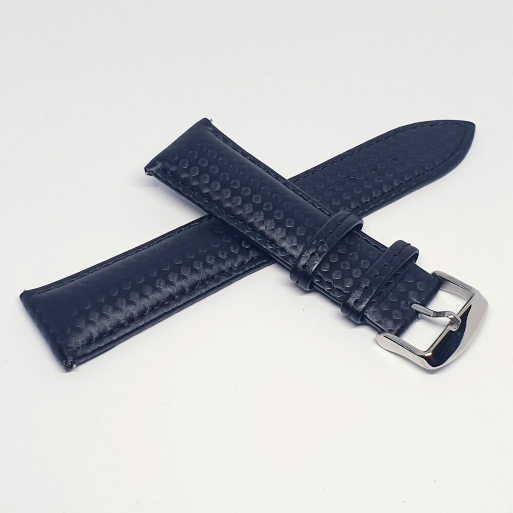 carbon fiber leather watch strap black