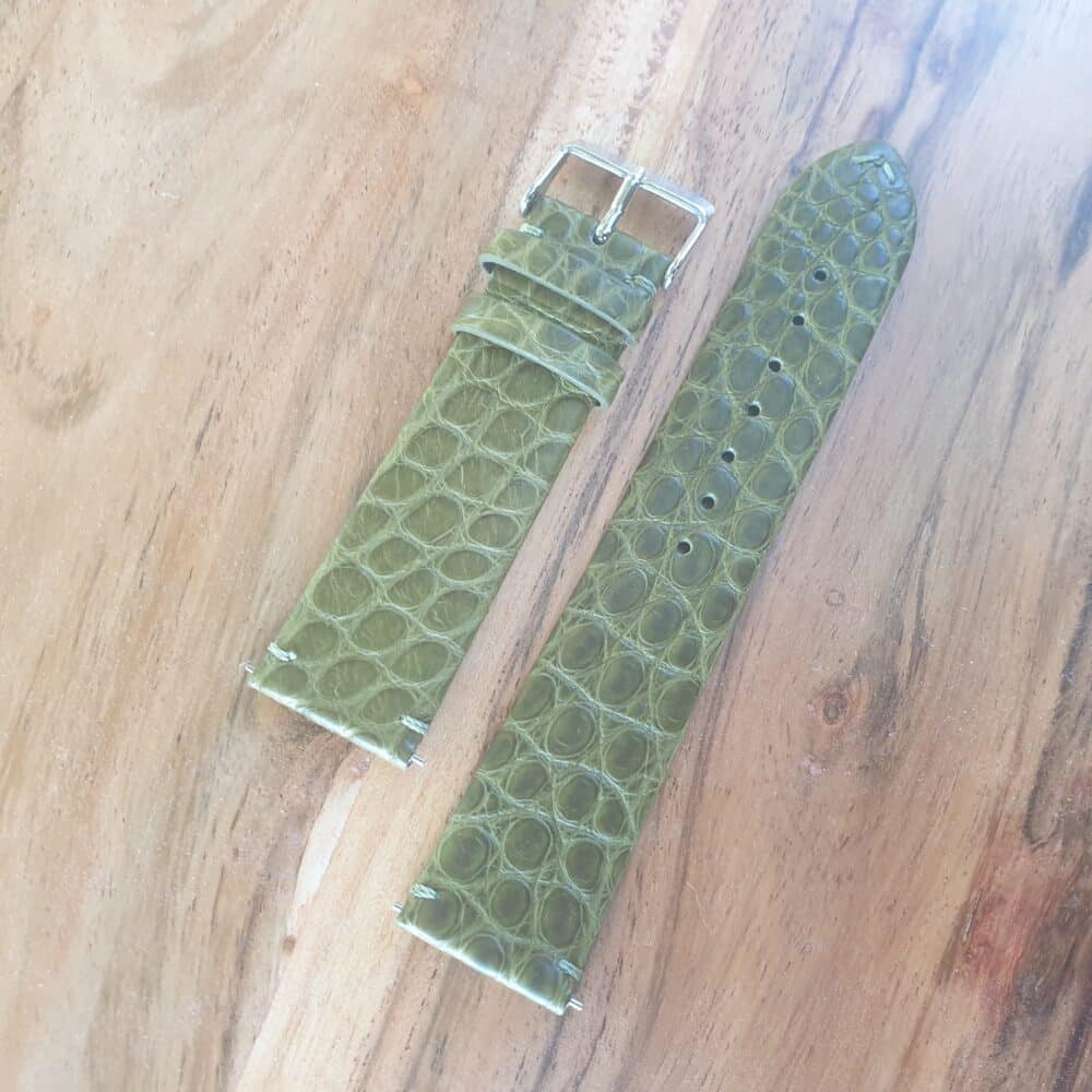 Alligator Leather Watch Strap Thin Green