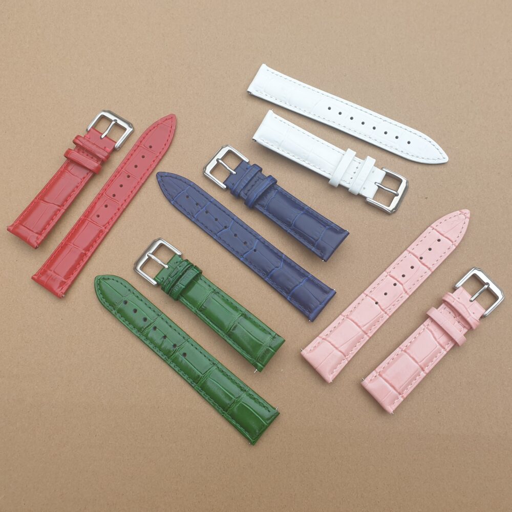 coolum alligator pattern leather watch strap in 5 colours