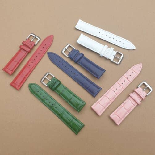 coolum alligator pattern leather watch strap in 5 colours