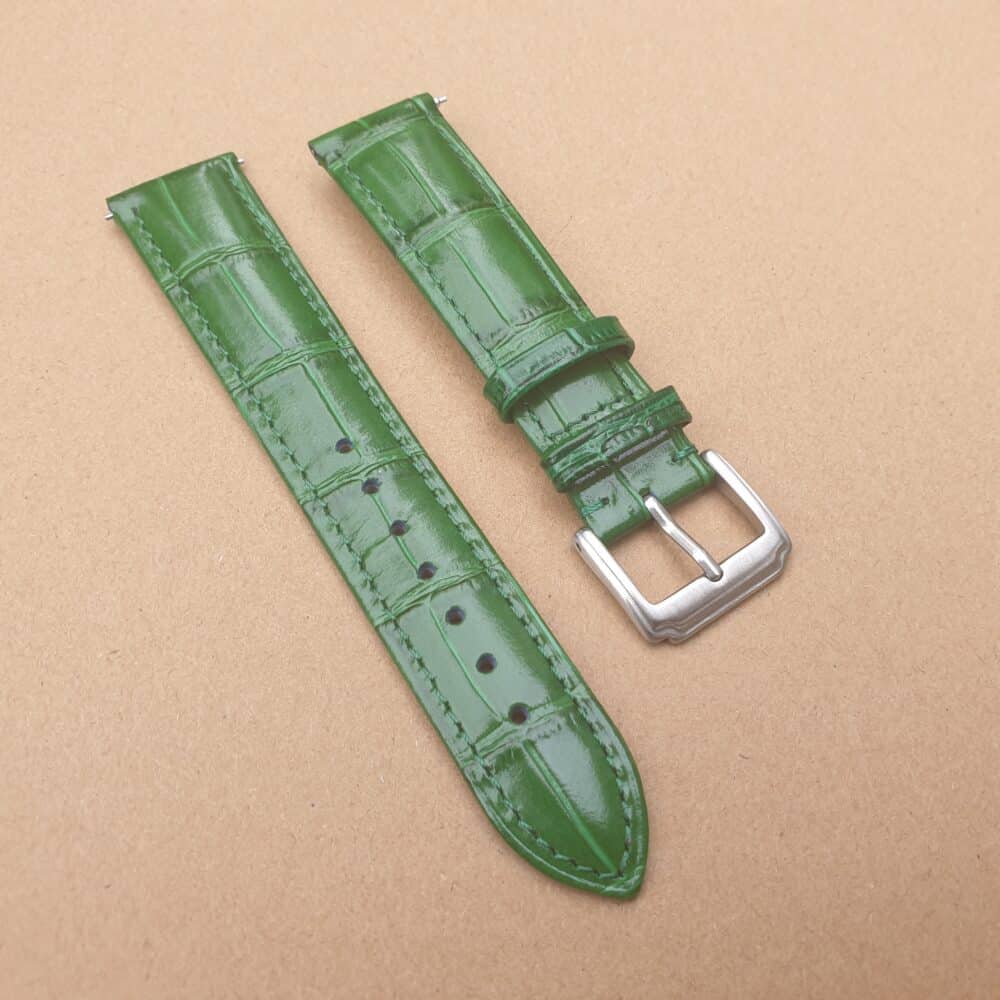 green alligator pattern leather watch strap