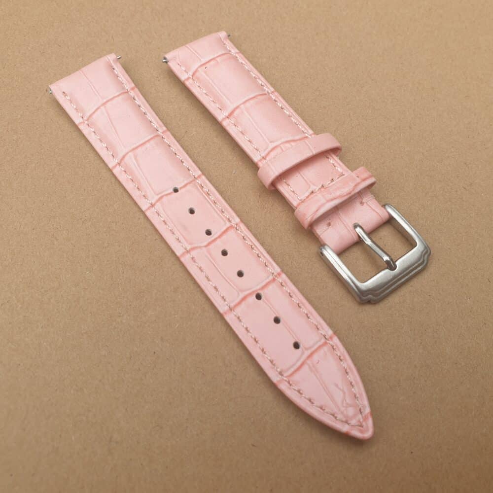 pink alligator pattern wleather watch strap