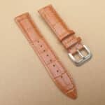 alligator pattern tan leather watch strap