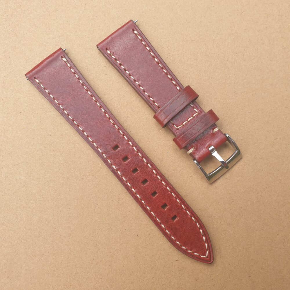 Cooran Burgundy Vented top grain leather watch band