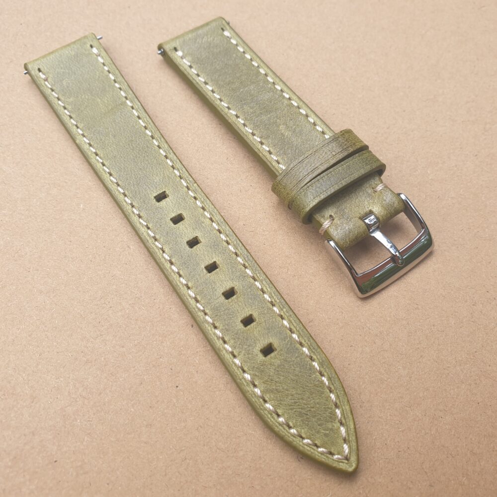 leather watch strap vented underside handmade with quick release