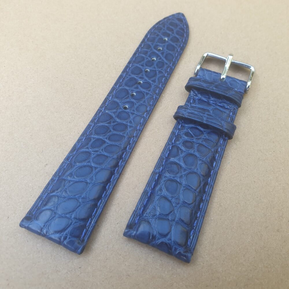 Alligator Blue watch strap with silver buckle