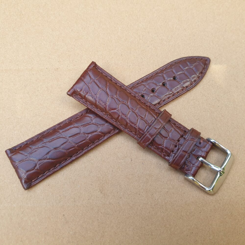Alligator Brown watch strap with buckle