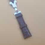 Alligator Brown watch strap Clasp Fitted showing buckle prong slot