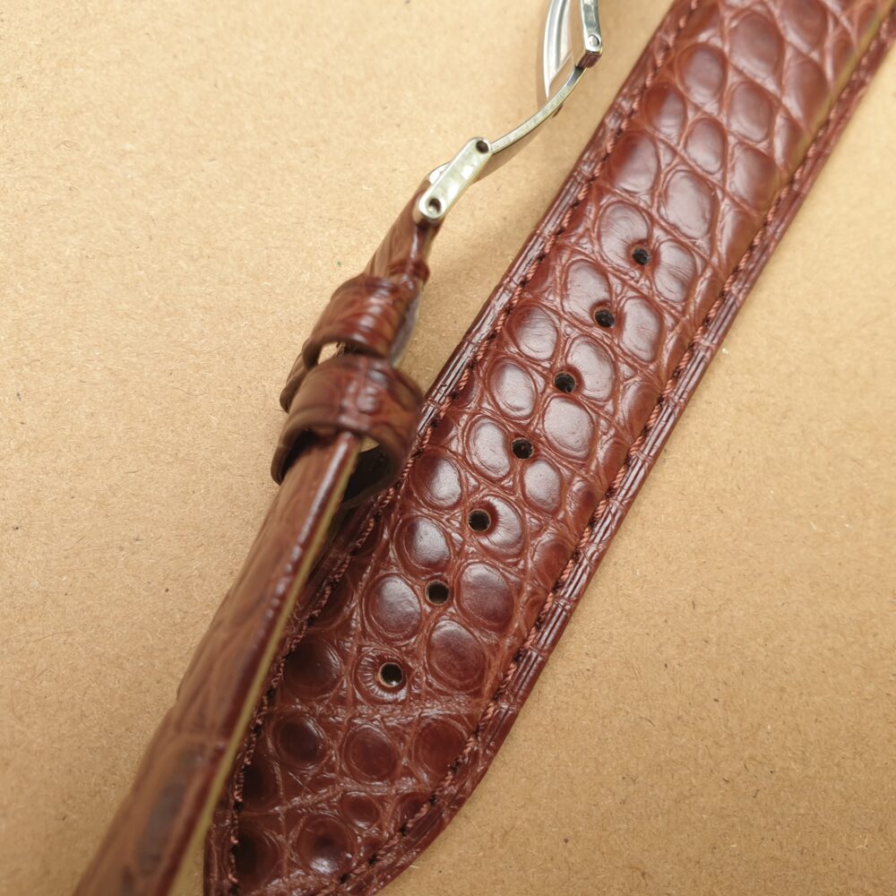 Alligator skin watch strap showing edge