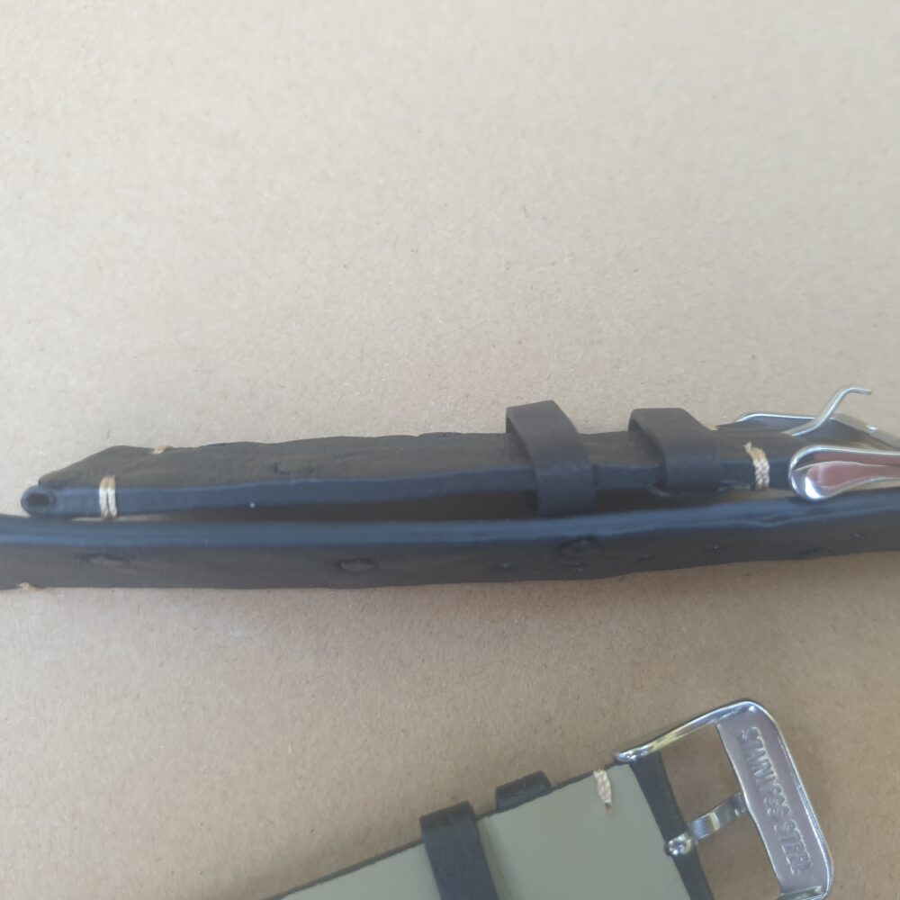 Sideview of Ostrich Quill watch strap