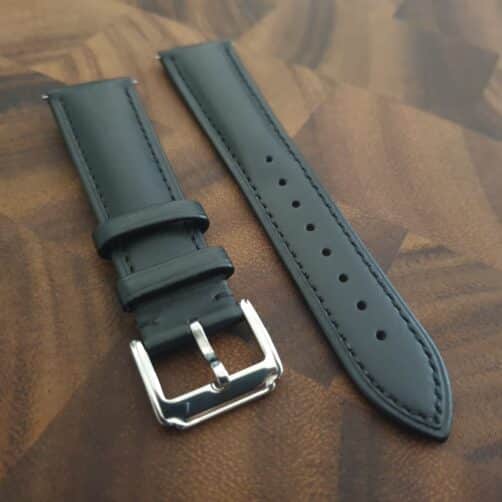 Coolum Plain Leather watch Strap Black