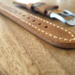 Cooroy v3 Top Grain Leather Watch Band close up view of side grain