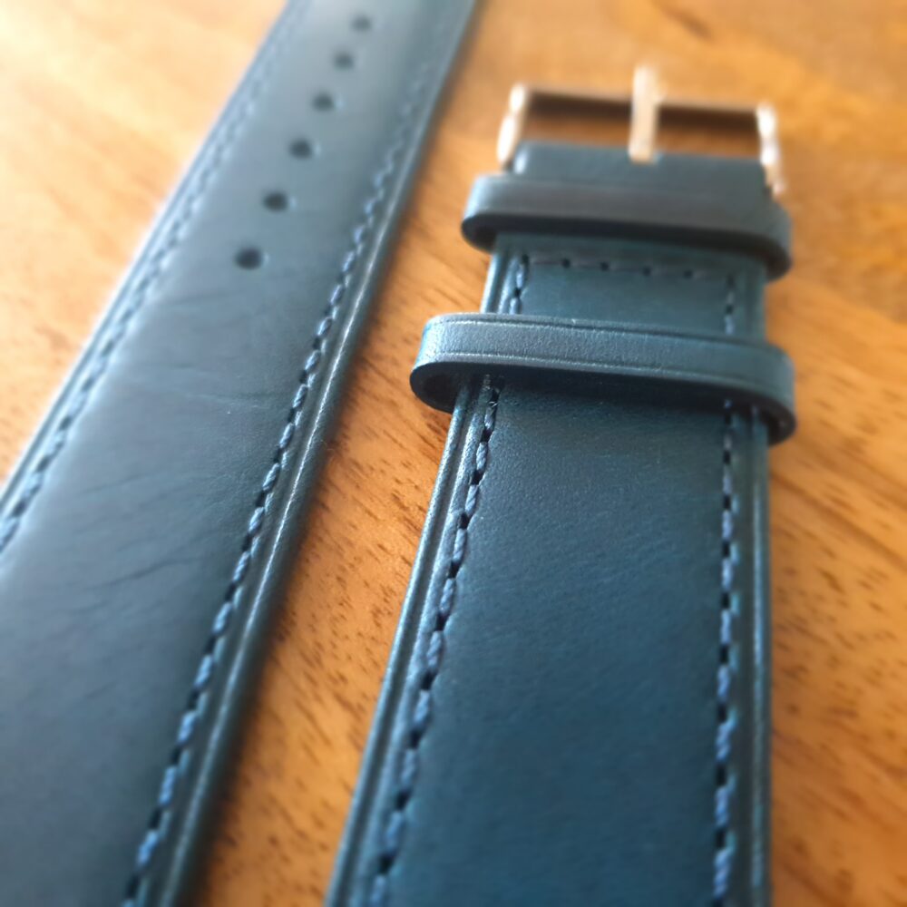 Leather watch showing up close grain