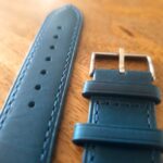 Pialba blue leather watch strap leather closeup