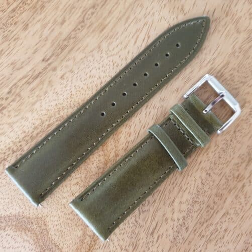 Plain Green Leather Watch Strap