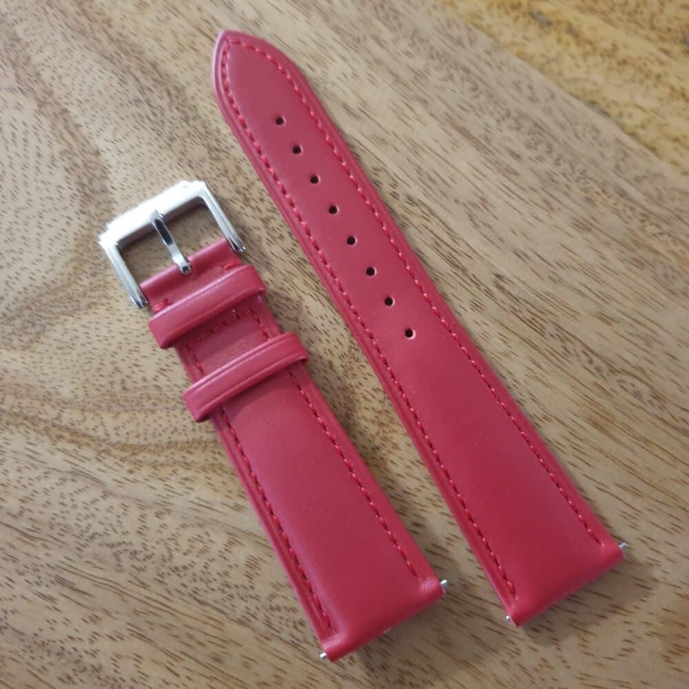 red leather watch strap
