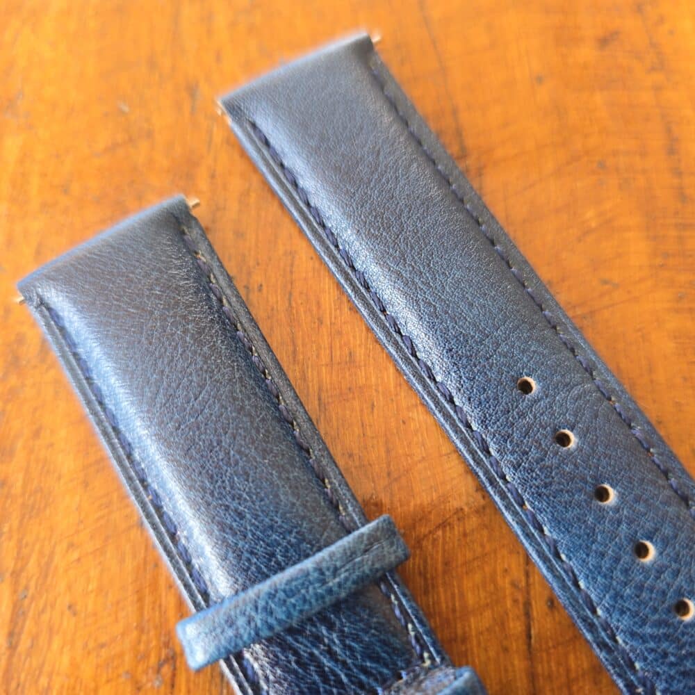 closeup of grain on leather watch strap