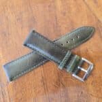 Leather watch strap with vintage green colour