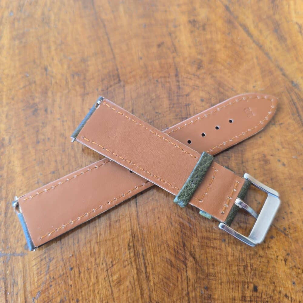 Leather watch strap underside